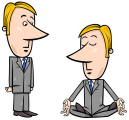 meditating businessman cartoon
