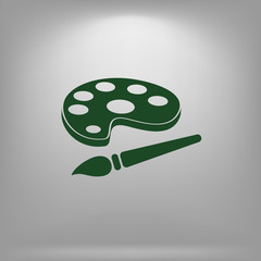 Paint brush with palette icon. Flat design style.