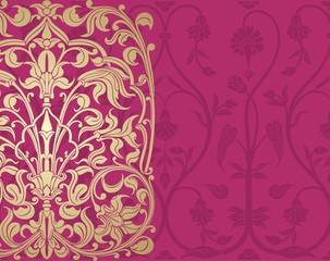 wedding card design, paisley floral pattern , royal India