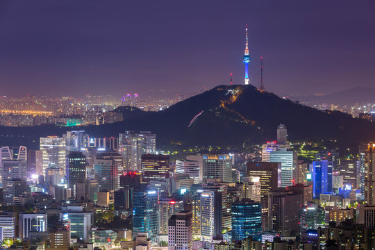 Seoul City Skyline and N Seoul Tower, South Korea.