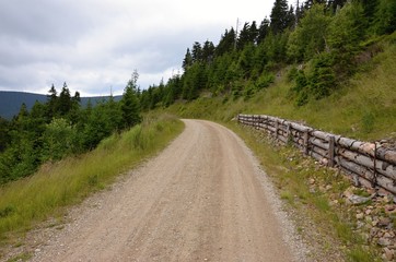 Fototapeta na wymiar Mountain gravel road in a beautiful nature