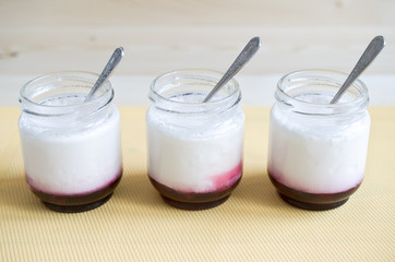 Three jars of yogurt