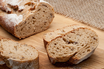 loaf of bread on wooden table