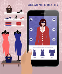 Augmented Reality application that allows customers to dress onscreen models who respond to consumers.Augmented Reality on smartphone