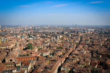 Panoramic view of historic center of Bologna, Italy