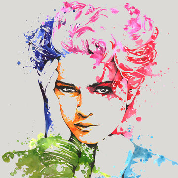 Famous singer Madonna on a water color painting