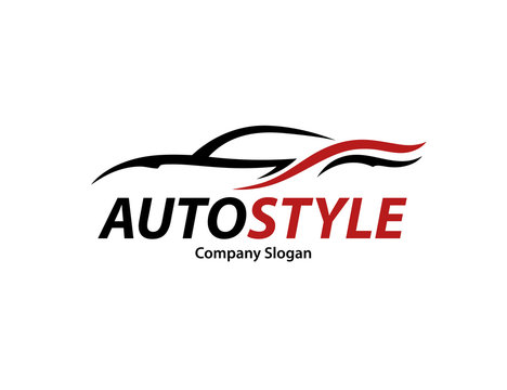 Automotive car logo design with abstract sports vehicle silhouette