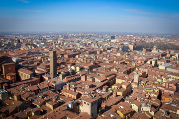 Panoramic view of historic center of Bologna, Italy