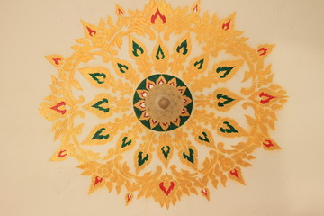 Thai art stucco on wall at temple province, Thailand