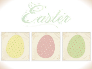 Three vintage Easter eggs on square panels