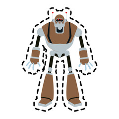 brown robot technology icon image vector illustration design 