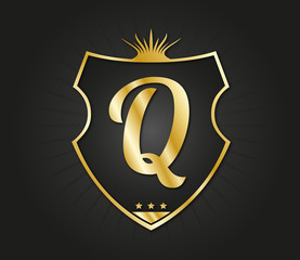 Q Letter gold shield