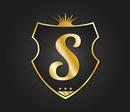 S Letter gold shield