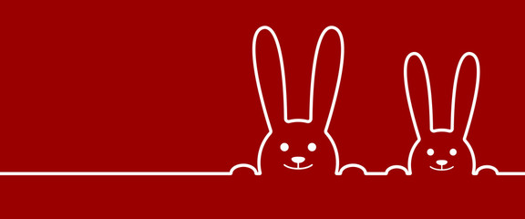 Frohe Ostern - Banner mit Osterhasen (Rot)