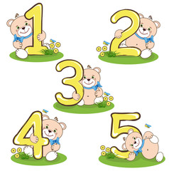 Set of numbers with bears