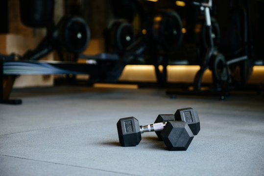 Photo of dumbbells in gym