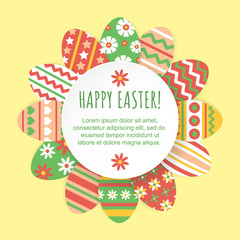 Happy Easter vector illustration with colorful paper eggs.