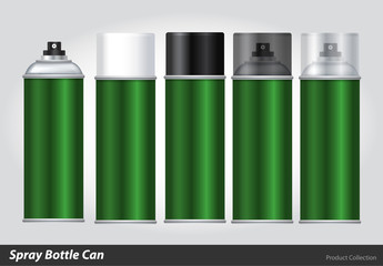 Spray Metal 3D Bottle Can: Paint, Graffiti. Vector EPS10