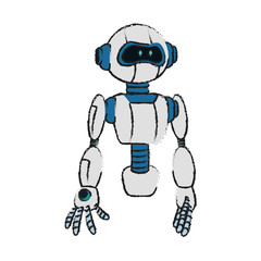 white and blue robot technology icon image vector illustration design 