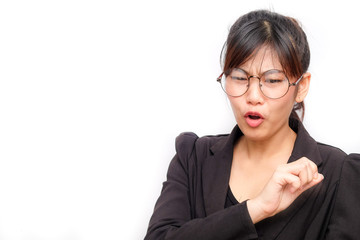 Confident asian business woman wear glasses