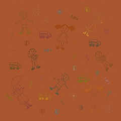 Cheerful bright and fun children's background with children and toys