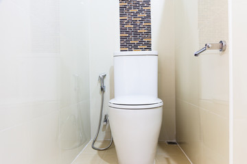 Modern design home bathroom toilet and sink White colur sanitary ware in the bathroom