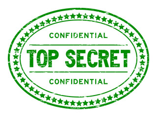 Grunge green top secret confidential oval rubber seal stamp