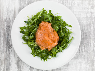 Smoked Salmon With Rocket Salad Leaves