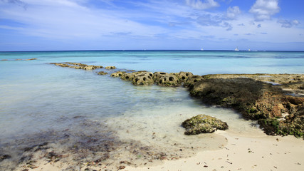 Caribbean sea and rock stones.