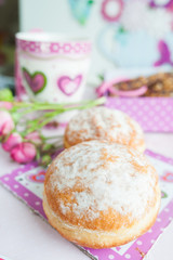 five o'clock tea. Tea, chocolate, donuts 