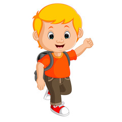  Boy with backpacks cartoon