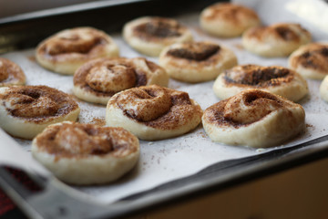 Buns with cinnamon, fresh and fragrant