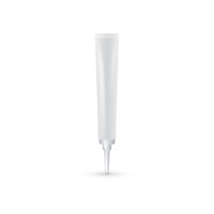 Cosmetic plastic tube for gel, liquid, lotion, cream, sunscreen. Beauty product package. White color. Vector illustration.