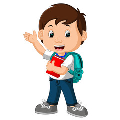  Boy with backpacks cartoon