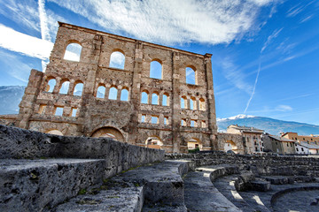 Teatro Romano – Aosta, Valle d'aosta, Italy - obrazy, fototapety, plakaty