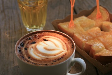 Hot coffee and toasted
