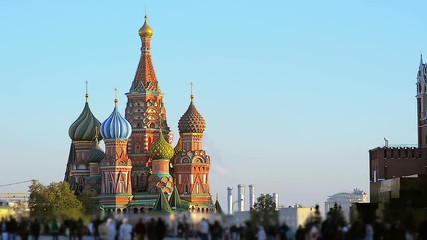 People are Walking on the Red Square in Moscow 