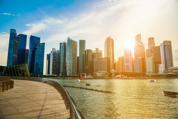 Fototapeta na wymiar Singapore city skyline of business district downtown in daytime.