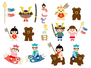 こどもの日　人物・動物イラストセット