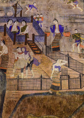 Painting murals People living in northern Thailand ancient times.