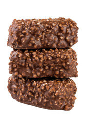 chocolate candy with nuts isolated on white background