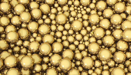 3d Illustration of golden spheres