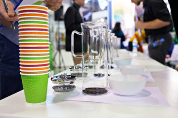 Tasting tea at exhibition