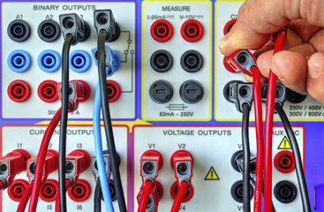 Modern electronic device for relay protection testing and commissioning closeup