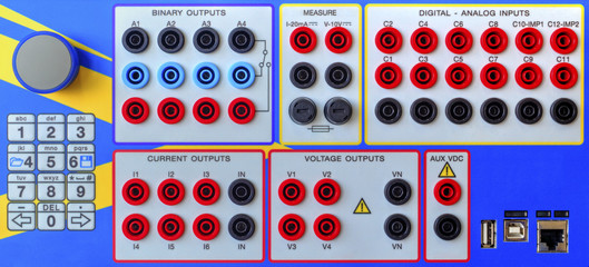 Modern electronic device for relay protection testing and commissioning closeup