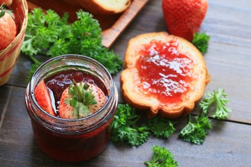 Strawberry jam with bread
