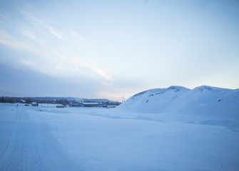 Fototapeta na wymiar A beautiful landscape of a snowy Norwegian winter day