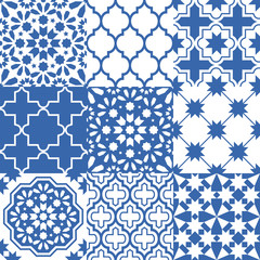 
Moroccan tiles design, seamless navy blue pattern collections
