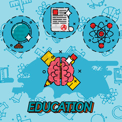 Education flat concept icons