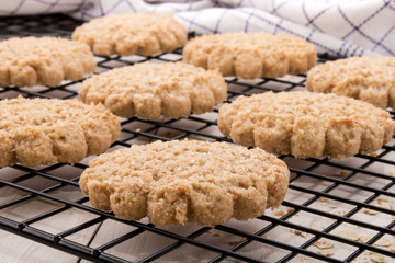 homemade oatmeal biscuit on a cooling rack